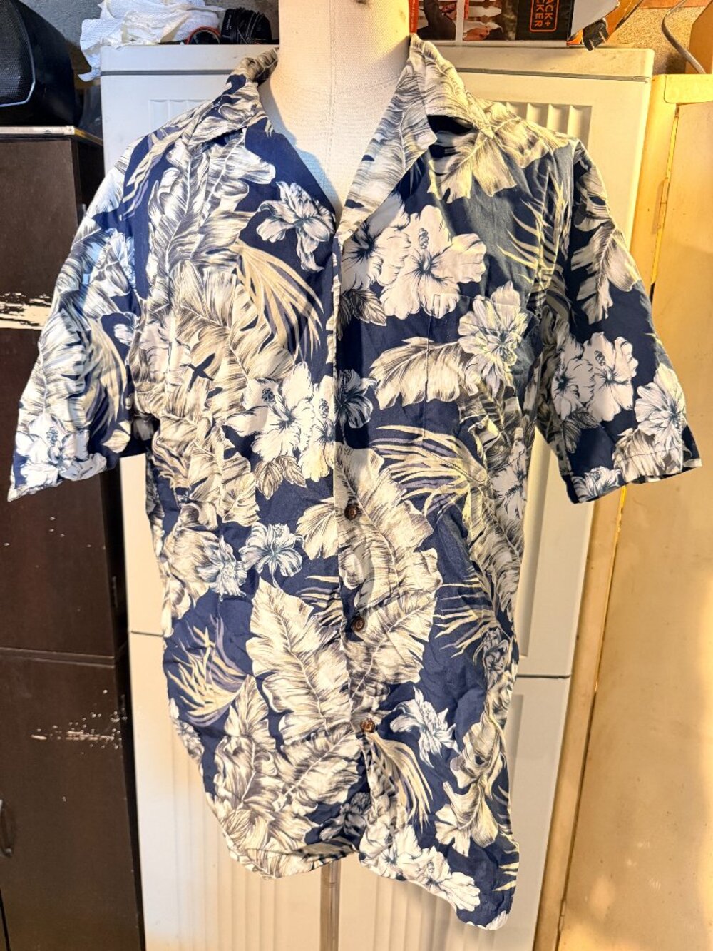 Mens XL Floral Vintage Pacific Legend Hawaiian Shirt Made in USA 90s